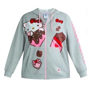Hello Kitty Women's Love Graphic Zip Up Sweatshirt